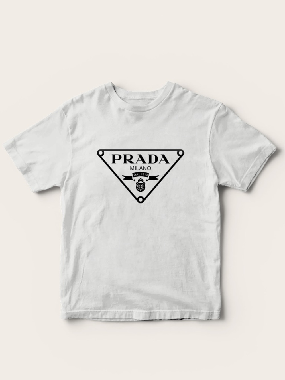 Cotton Unisex Luxury Triangle Logo Short Sleeve Shirt T Shirt White Black